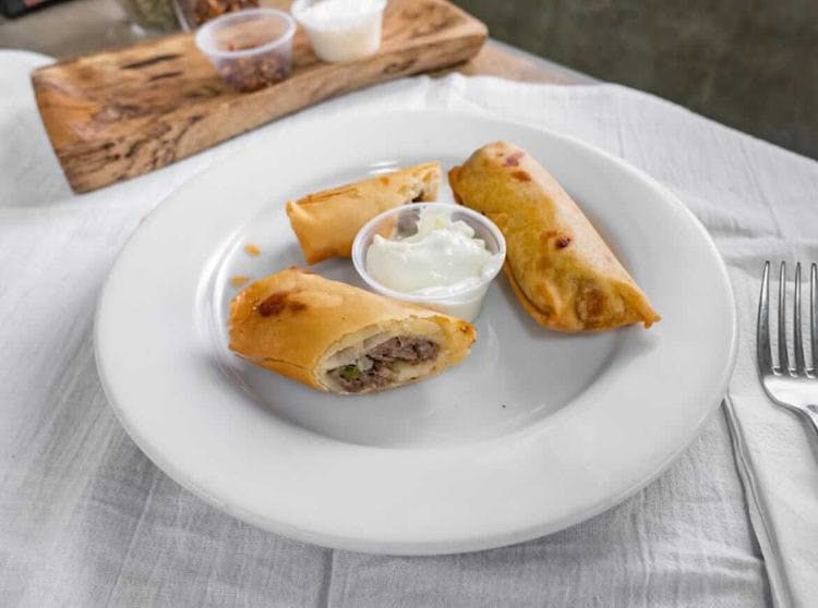 Enzo's Spring Roll Steak & Cheese.
