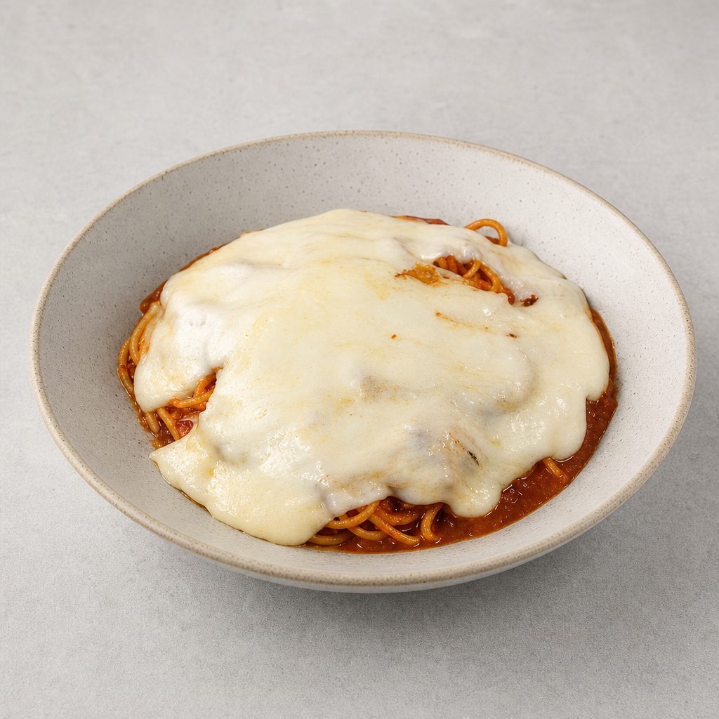 Baked Spaghetti & Mozzarella.