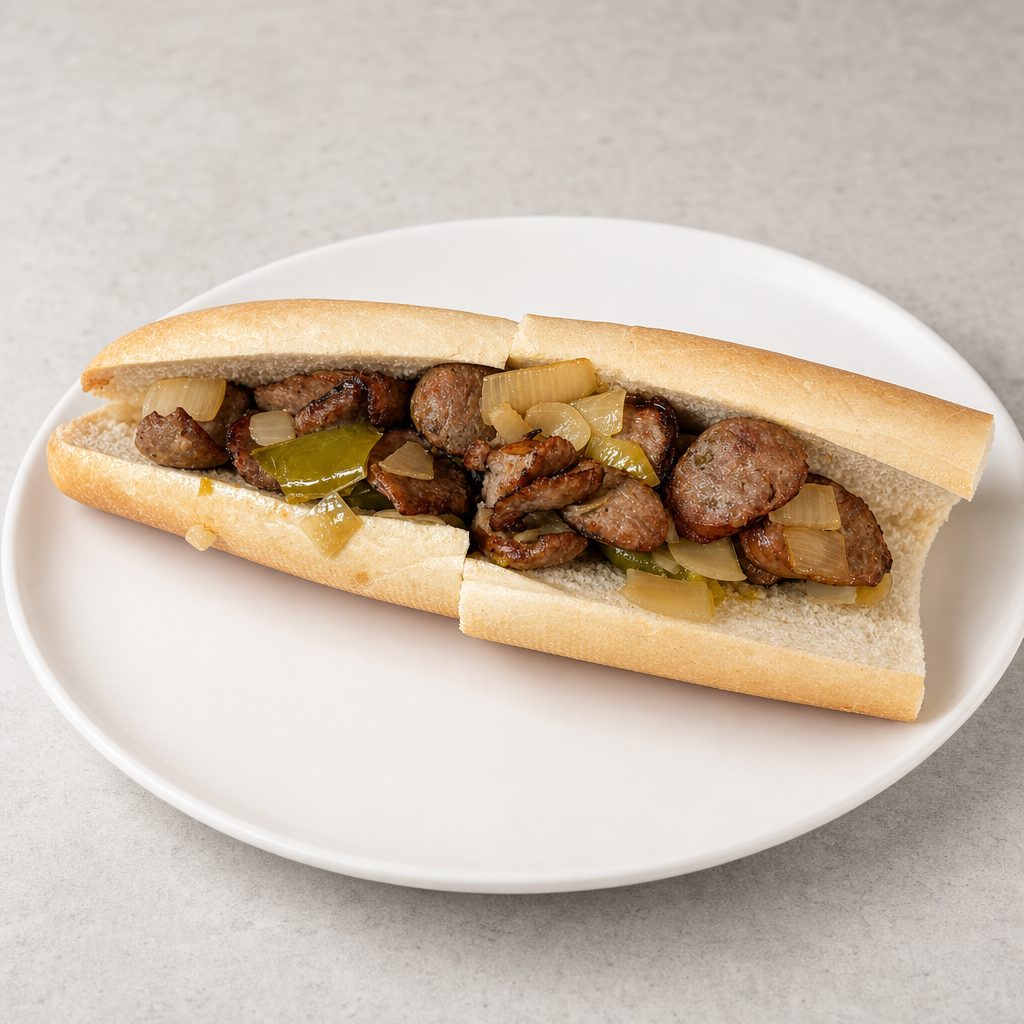 Sausage, Peppers & Onion Sandwich.