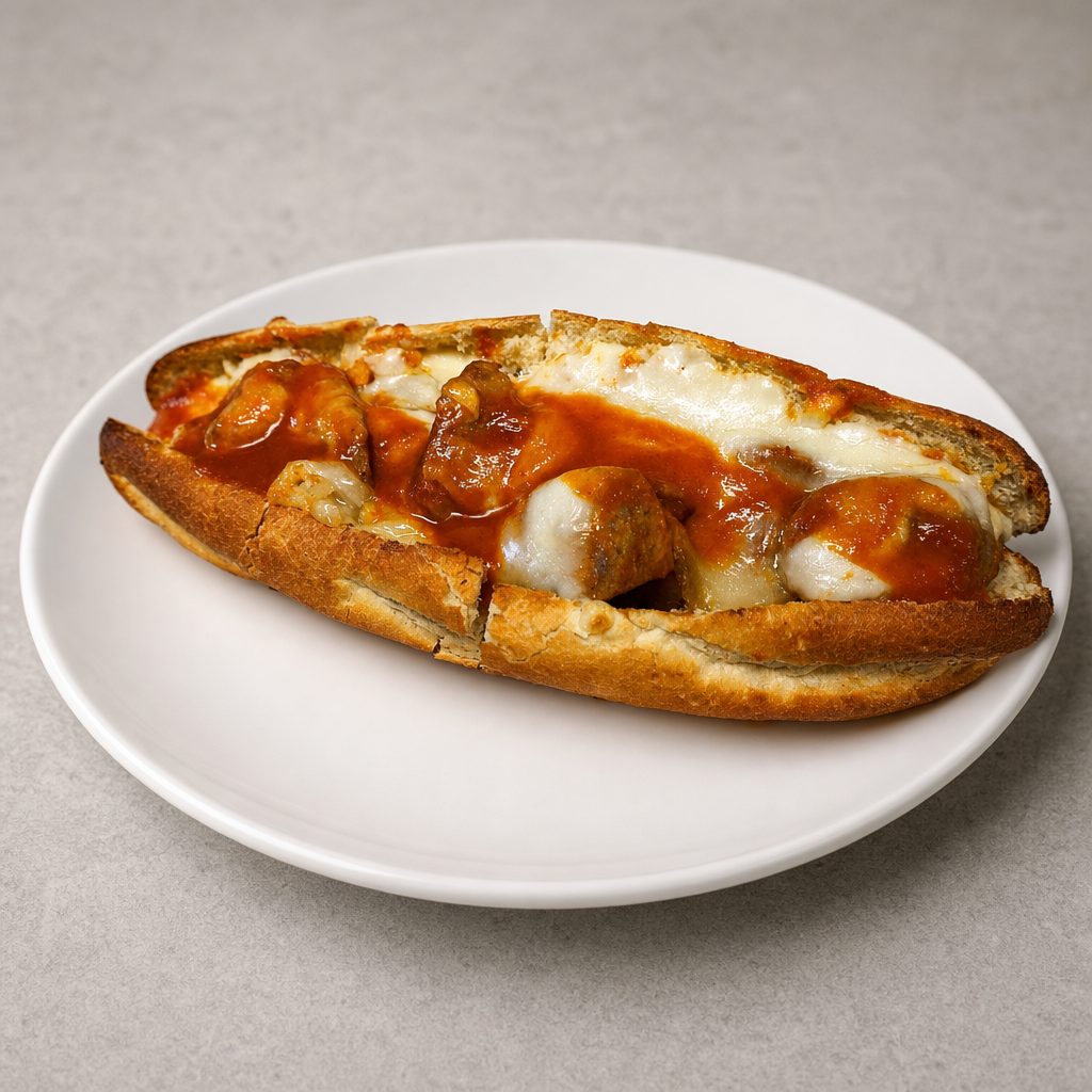 Meatball Parmigiana Sandwich.