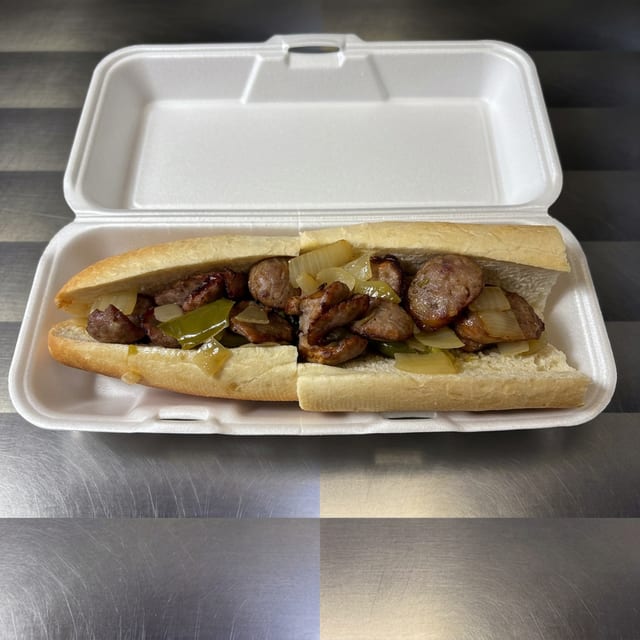 Sausage, Peppers & Onion Sandwich.