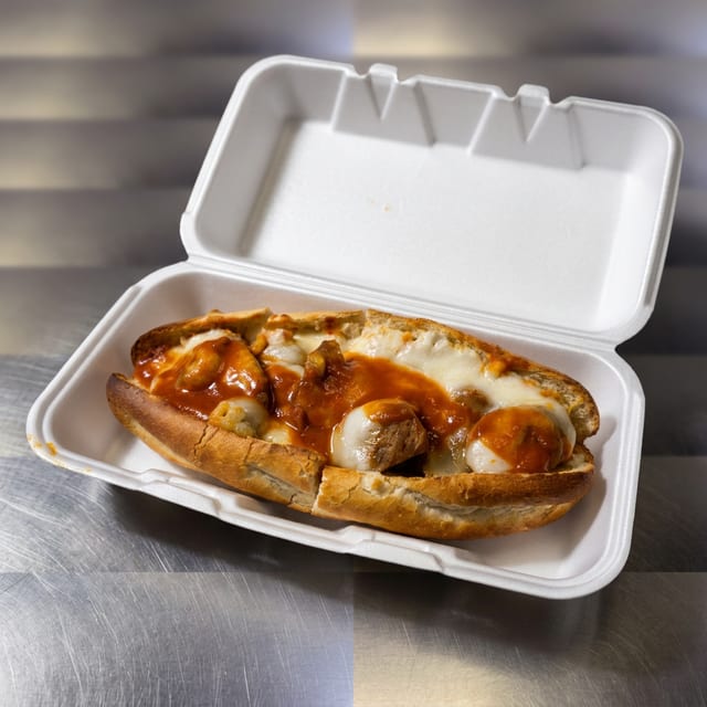 Sausage Parmigiana Sandwich.