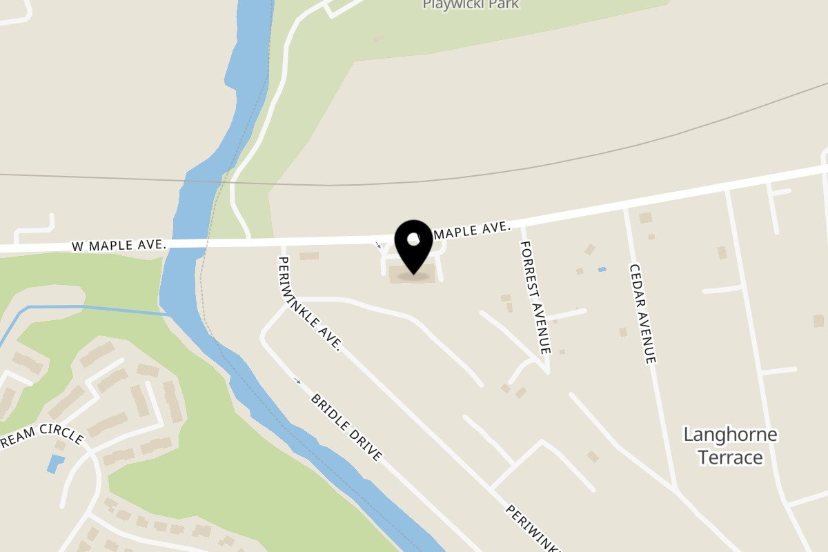 Map showing the location of Enzo's Pizzeria on 1862 W Maple Ave in Langhorne